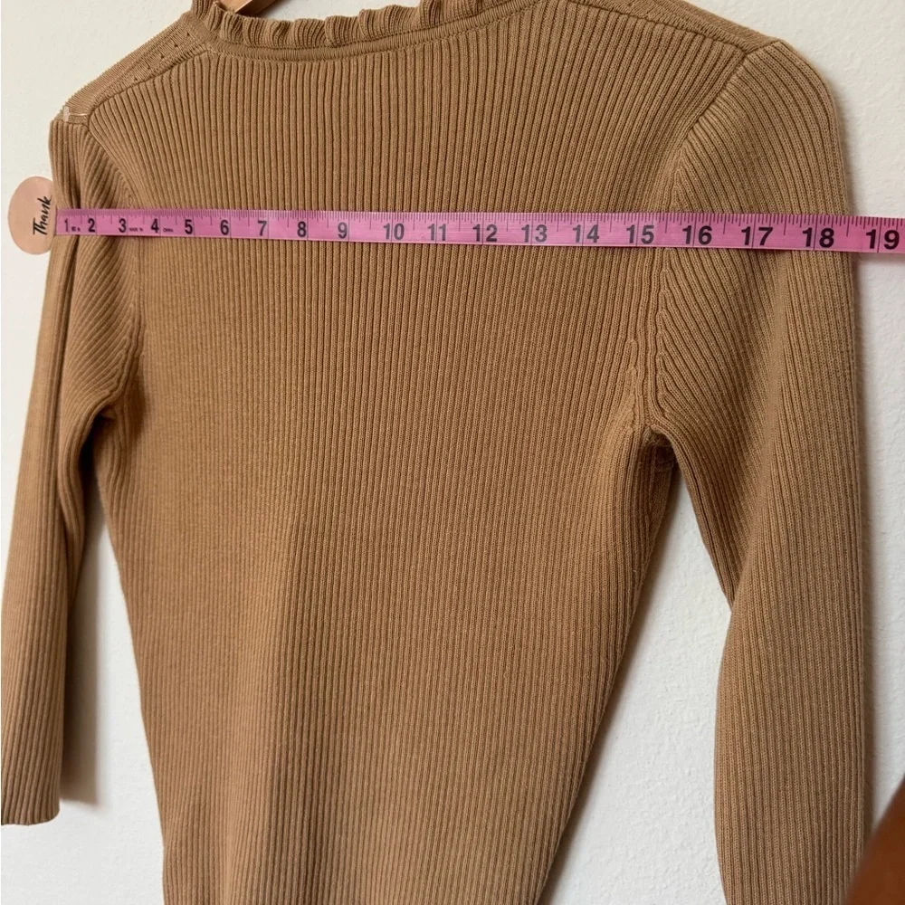 Hillard & Hanson Camel Ruffled Cardigan - Picture 8 of 8